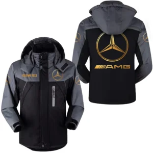 Car Fans Gift Outdoor Charging Suit, Hooded Fleece Long Jacket Exclusive Logo For Car Enthusiants, Custom Name HFLJ0112312076 - Black