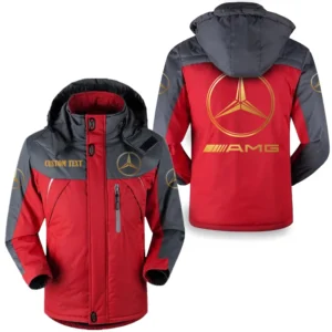 Car Fans Gift Outdoor Charging Suit, Hooded Fleece Long Jacket Exclusive Logo For Car Enthusiants, Custom Name HFLJ0112312076 - Red