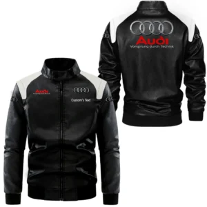 Car Fans Gift Leather Jacket, Black and White Leather Jacket For Car Enthusiasts CAR0801062044