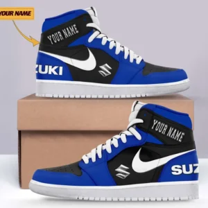 Car Enthusiasts Gift Air Jordan 1 High, Nike Sneaker All Over Print For Car Owners, Custom Name CAR317032225707 - Blue