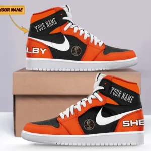 Car Enthusiasts Gift Air Jordan 1 High, Nike Sneaker All Over Print For Car Owners, Custom Name CAR317032225727 - Orange