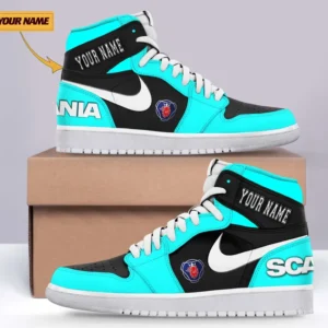 Truck Enthusiasts Gift Air Jordan 1 High, Nike Sneaker All Over Print For Truck Owners, Custom Name CAR317032225730 - Cyan