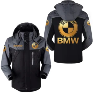 Car Fans Gift Outdoor Charging Suit, Hooded Fleece Long Jacket Exclusive Logo For Car Enthusiants, Custom Name HFLJ0112312083 - Black