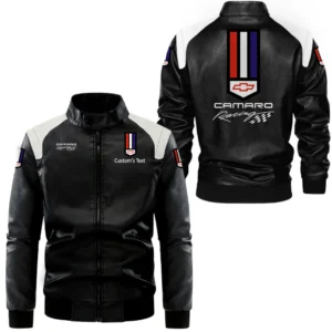 Car Fans Gift Leather Jacket, Black and White Leather Jacket For Car Enthusiasts CAR0801062081