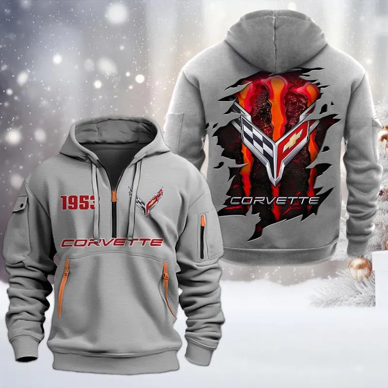 Car Fans Gift Hoodie Half Zipper, Hoodie All Over Print Gift For Auto Enthusiasts CAR198032761 - Gray
