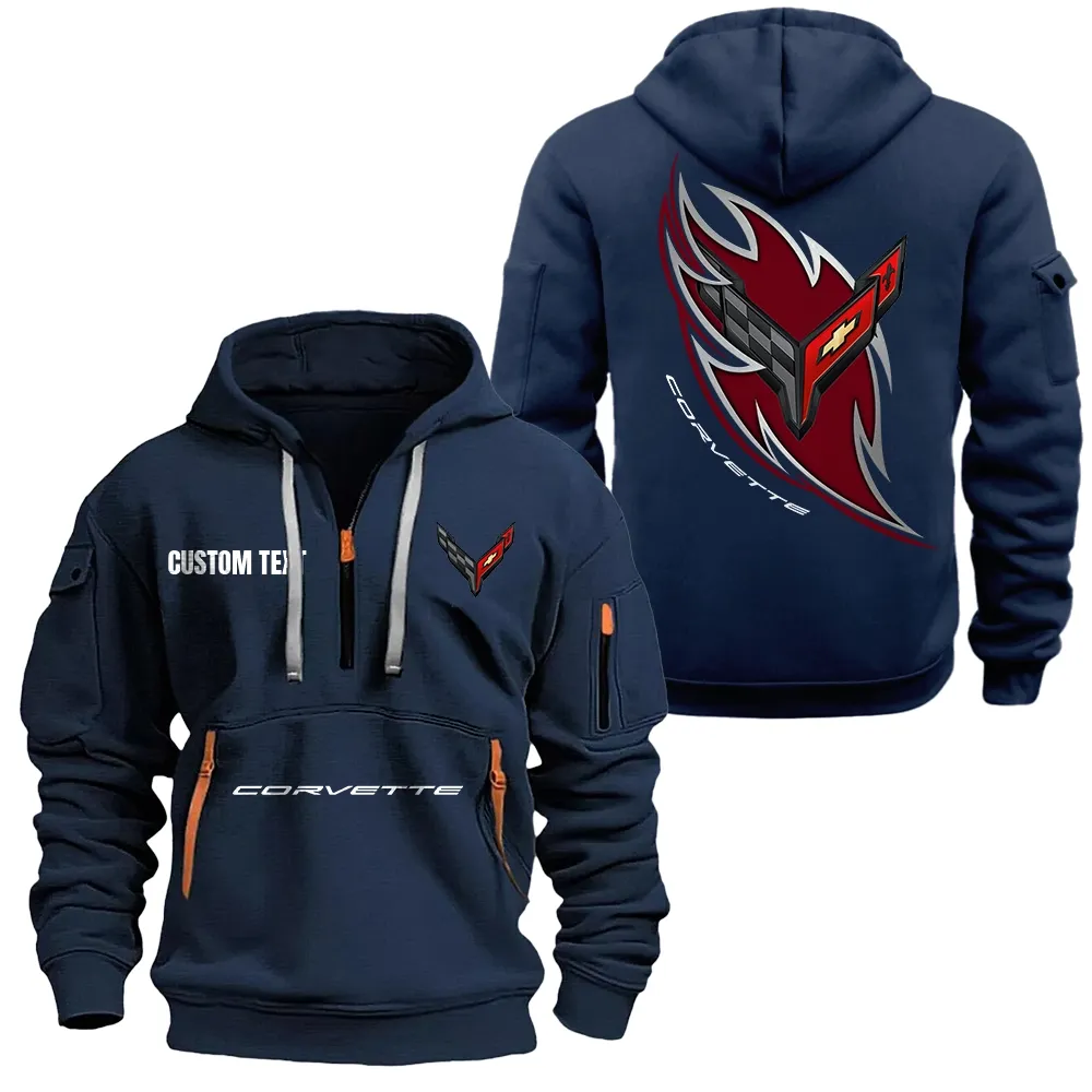 Car Fans Gift Hoodie Half Zipper, Hoodie All Over Print Gift For Car Lover CAR1701112043 - Navy