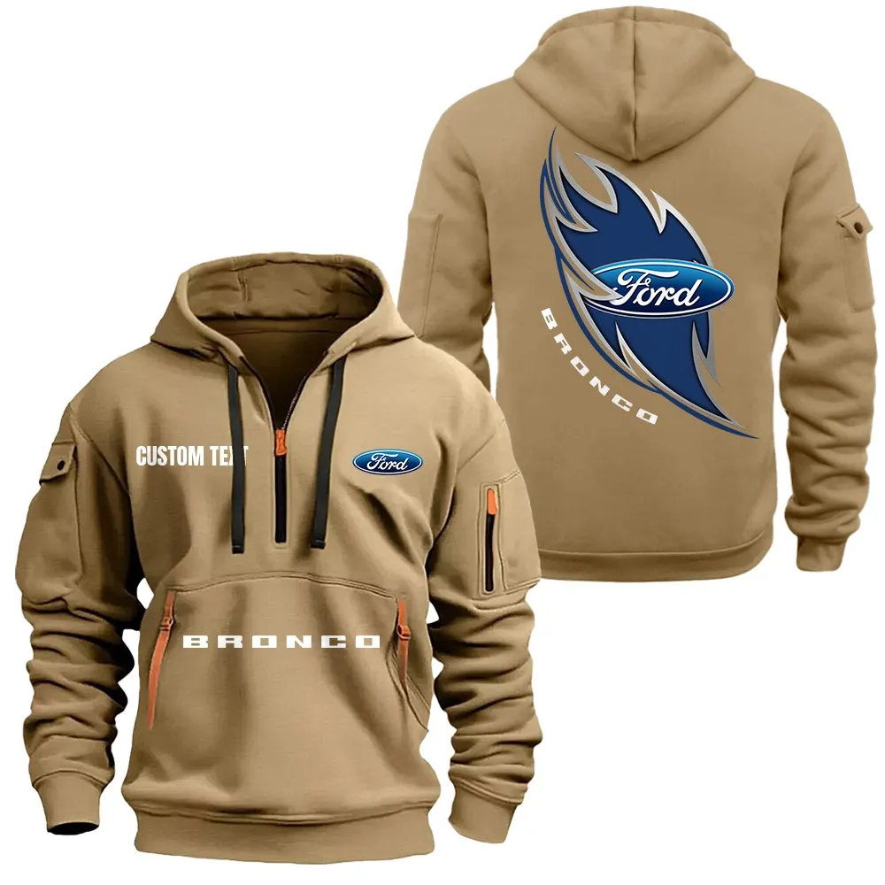 Car Fans Gift Hoodie Half Zipper, Hoodie All Over Print Gift For Car Lover CAR1701112075 - Khaki