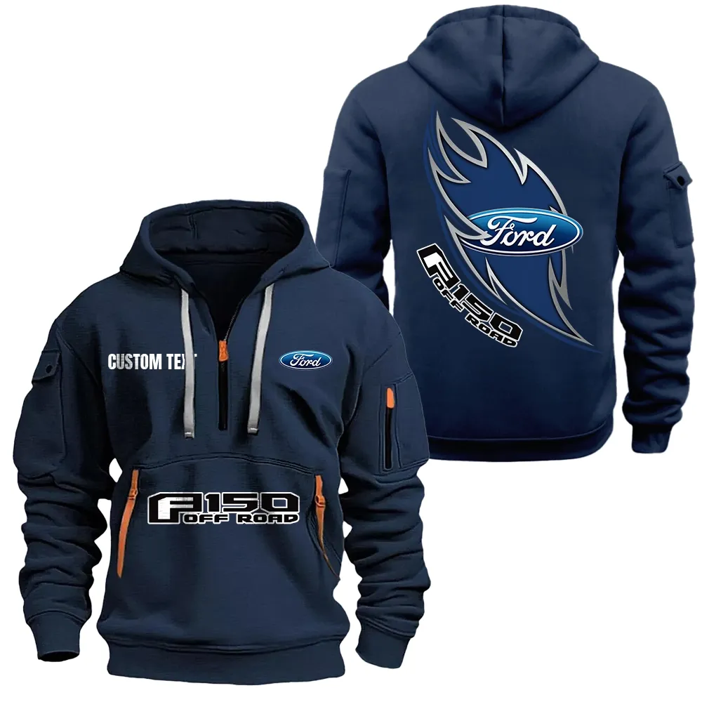 Car Fans Gift Hoodie Half Zipper, Hoodie All Over Print Gift For Car Lover CAR1701112076 - Navy
