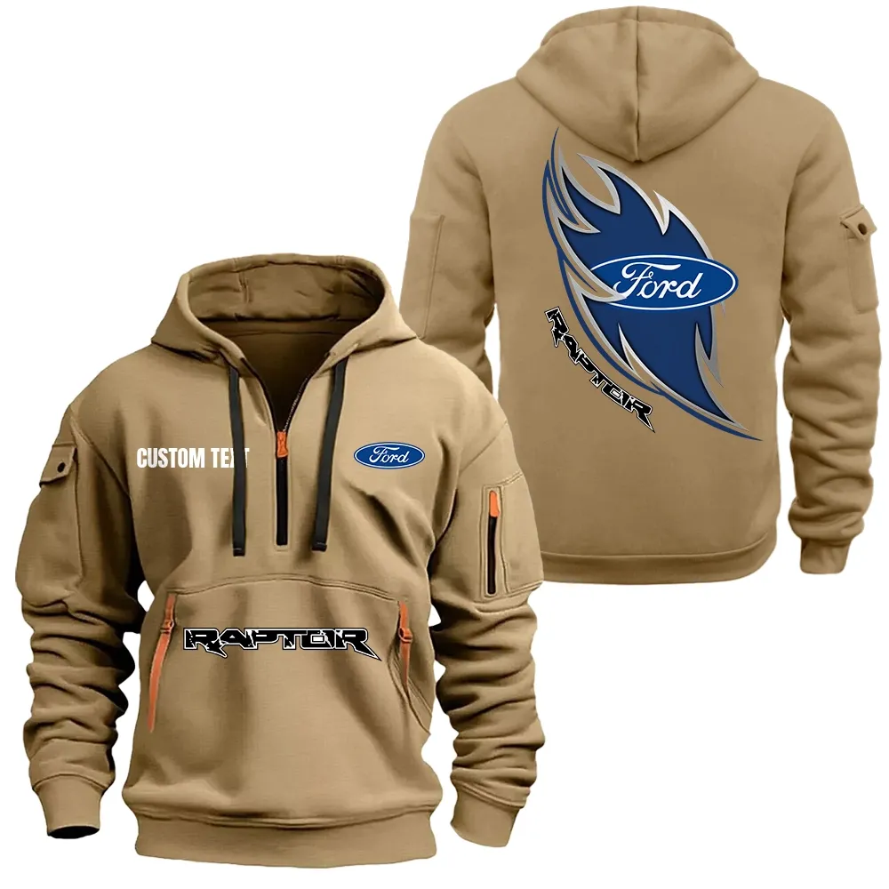 Car Fans Gift Hoodie Half Zipper, Hoodie All Over Print Gift For Car Lover CAR1701112082 - Khaki