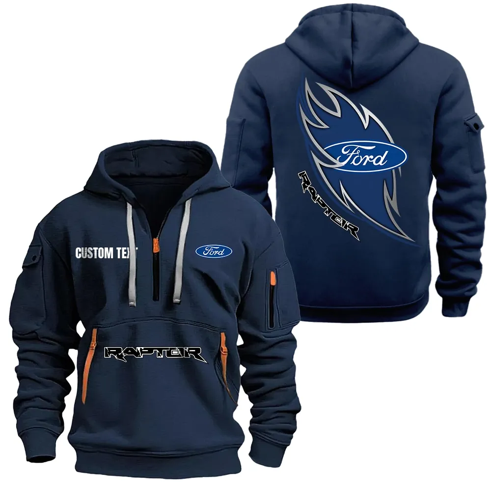 Car Fans Gift Hoodie Half Zipper, Hoodie All Over Print Gift For Car Lover CAR1701112082 - Navy