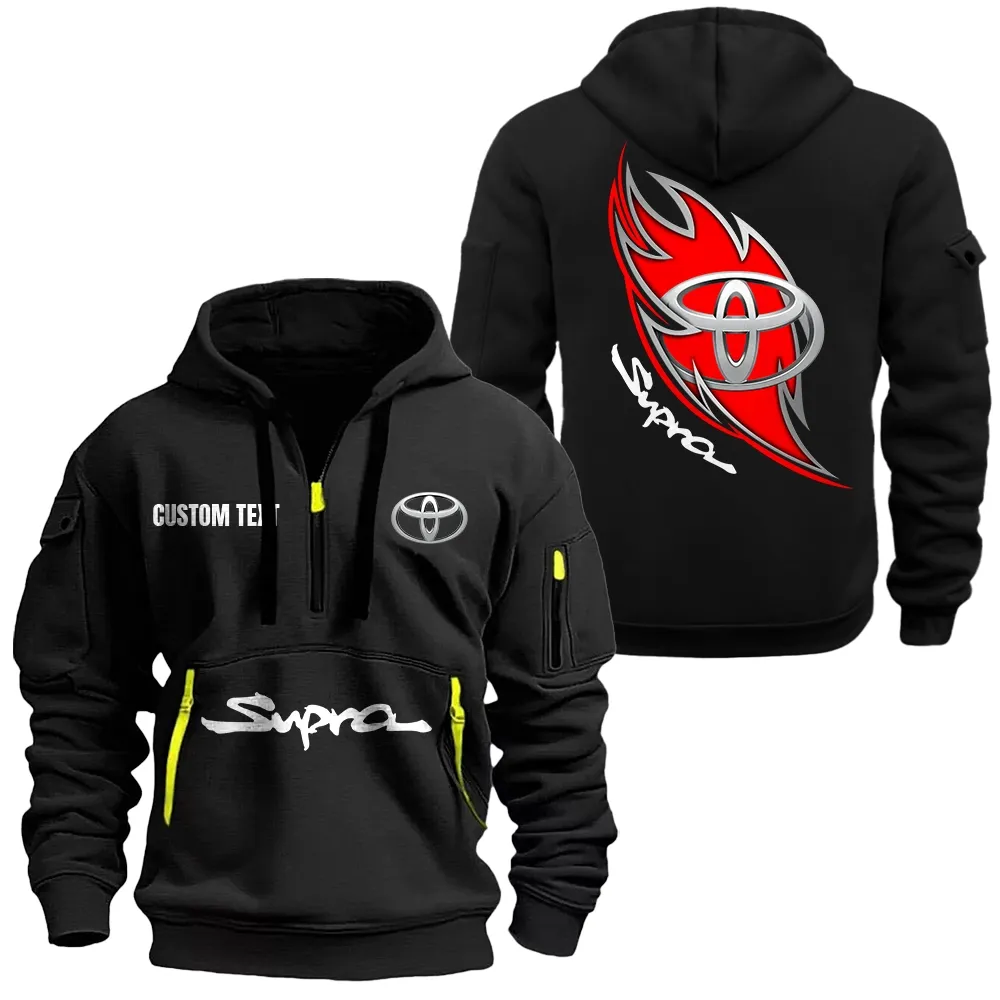 Car Fans Gift Hoodie Half Zipper, Hoodie All Over Print Gift For Car Lover CAR1701112199 - Black