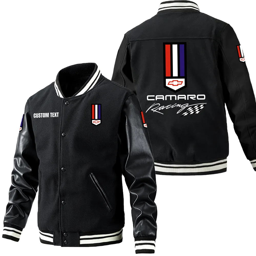 Car Fans Gift Leather Baseball Jacket With Sleeves, Leather Jacket All Over Print Gift For Car Owner, Custom Name CAR1801112070 - Black