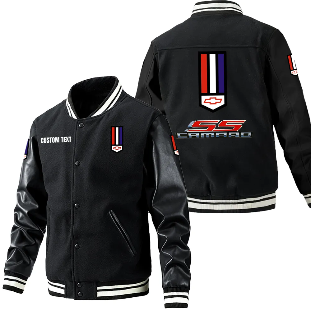 Car Fans Gift Leather Baseball Jacket With Sleeves, Leather Jacket All Over Print Gift For Car Owner, Custom Name CAR1801112071 - Black