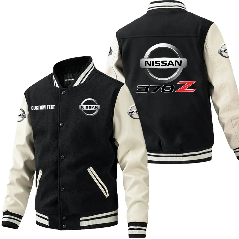 Car Fans Gift Leather Baseball Jacket With Sleeves, Leather Jacket All Over Print Gift For Car Owner, Custom Name CAR1801112165 - Black White