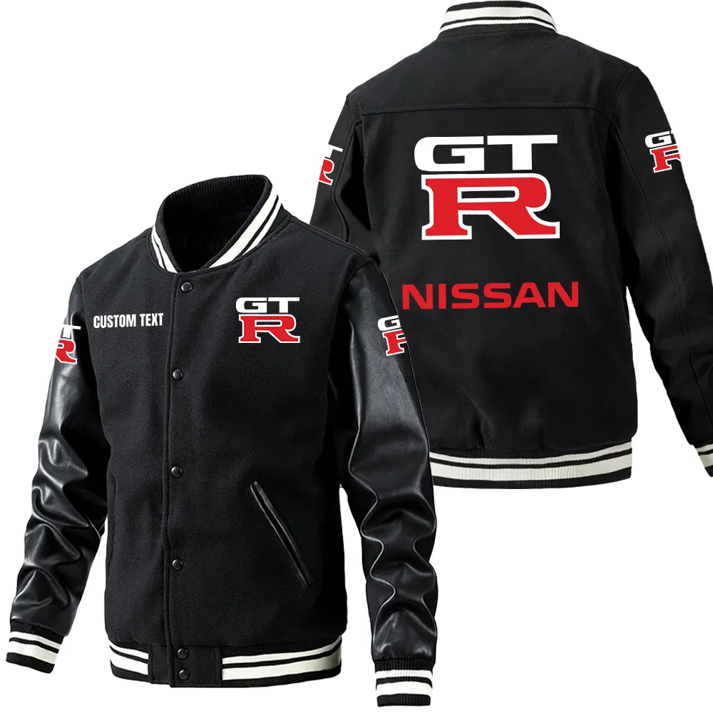 Car Fans Gift Leather Baseball Jacket With Sleeves, Leather Jacket All Over Print Gift For Car Owner, Custom Name CAR1801112166 - Black