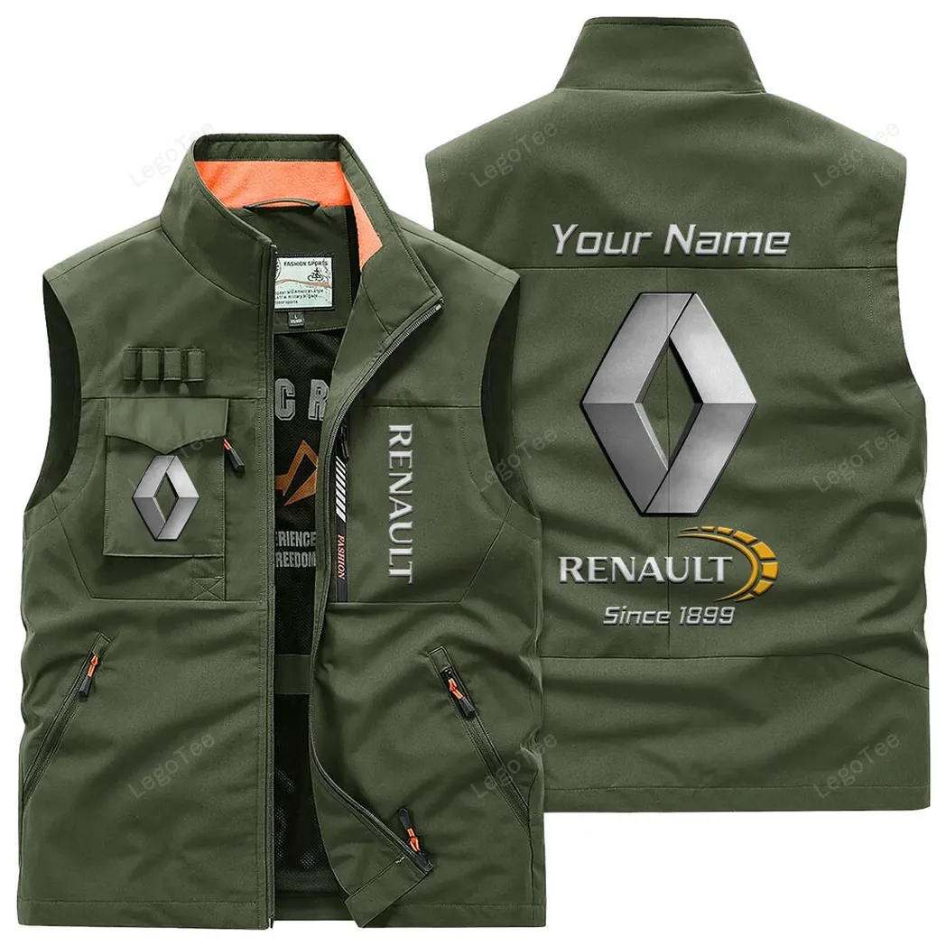 Car Fans Gift Outdoor Sleeveless Vest, Gift For Car Enthusiasts, Custom Name - Army Green CAR131021325698-1