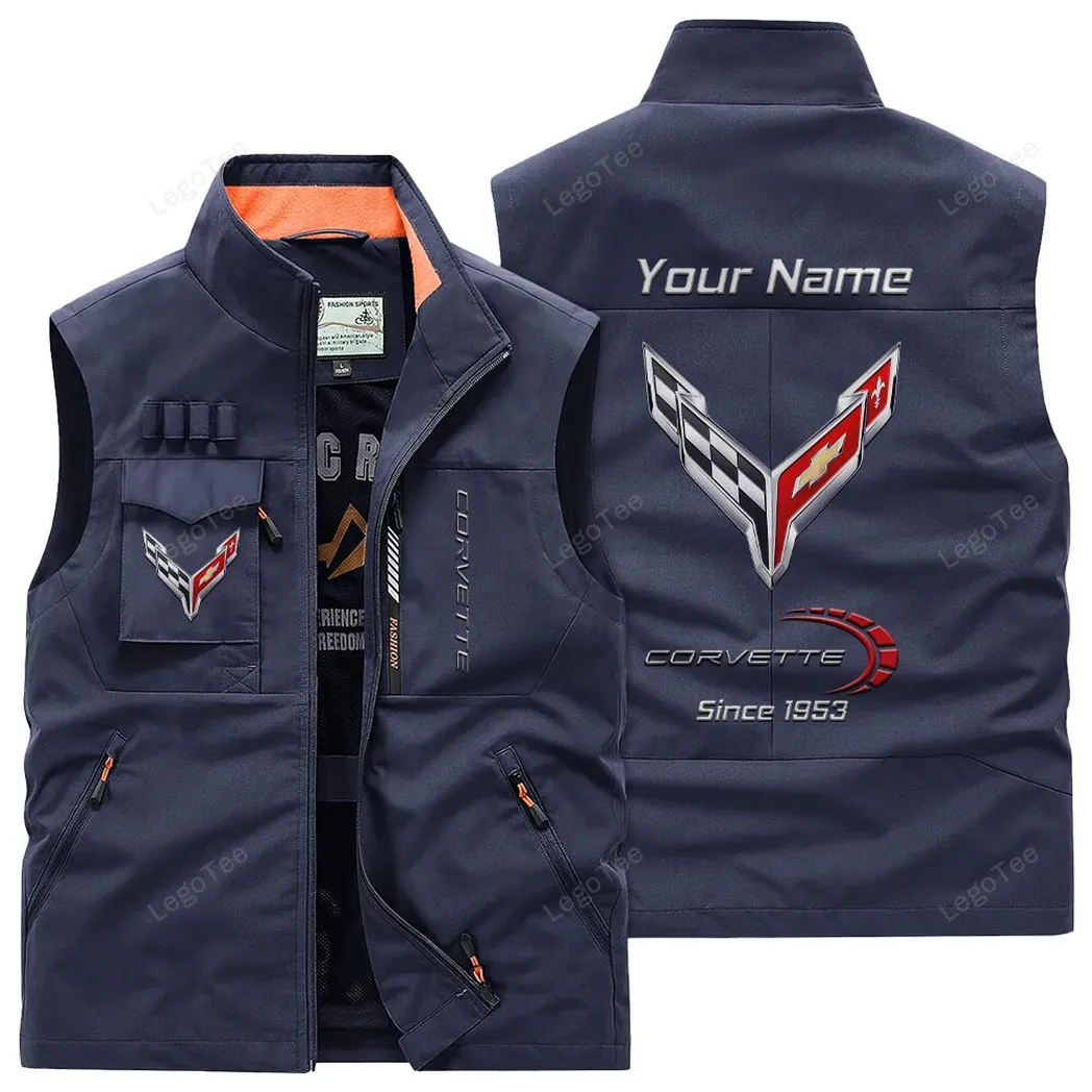 Car Fans Gift Outdoor Sleeveless Vest, Gift For Car Enthusiasts, Custom Name - Navy CAR131021325684-5