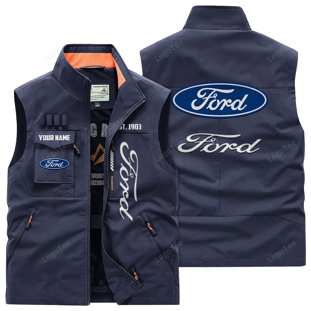 Car Fans Gift Outdoor Sleeveless Vest, Gift For Car Enthusiasts, Custom Name - Navy CAR132021325890-5