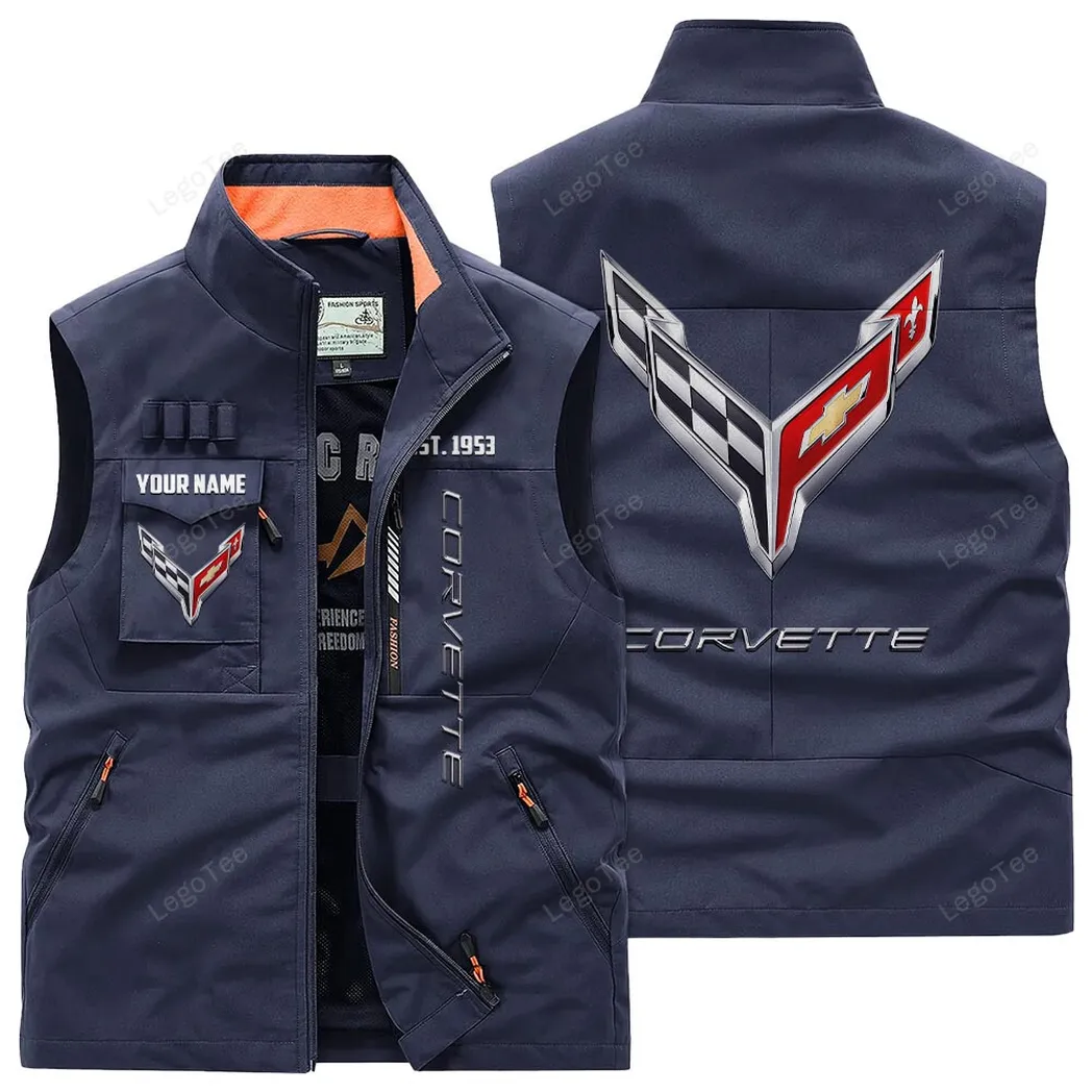 Car Fans Gift Outdoor Sleeveless Vest, Gift For Car Enthusiasts, Custom Name - Navy CAR132021325894-5