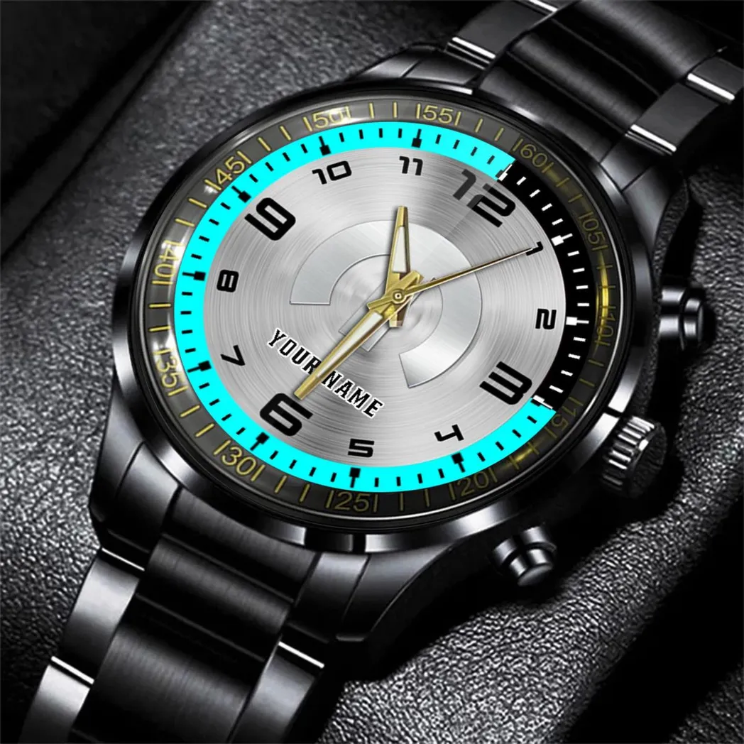 Car Fans Gift Stainless Steel Watch, Men Watch All Over Print Gift For Watch Car - Cyan DCAR478282079