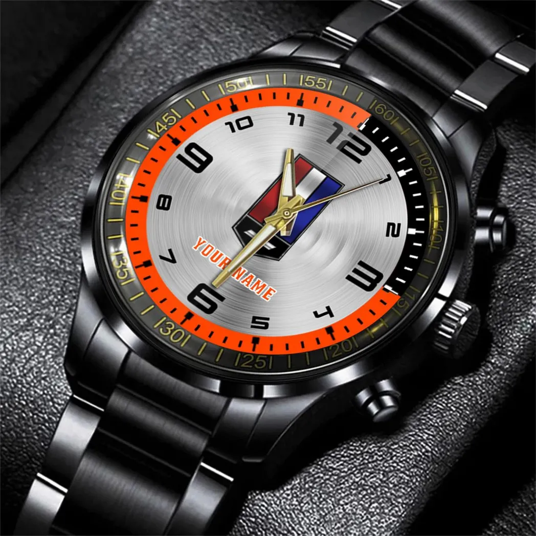 Car Fans Gift Stainless Steel Watch, Men Watch All Over Print Gift For Watch Car - Orange DCAR478282033