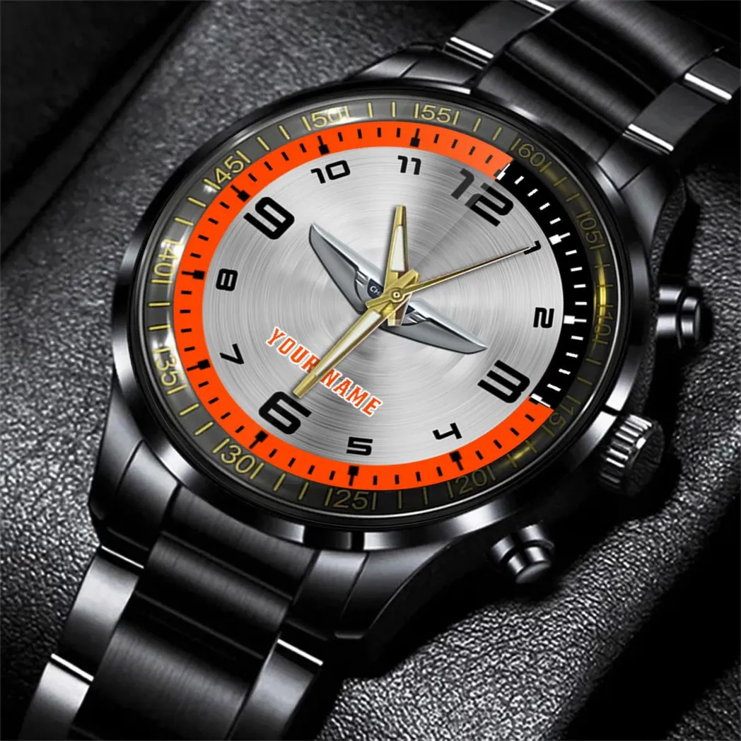 Car Fans Gift Stainless Steel Watch, Men Watch All Over Print Gift For Watch Car - Orange DCAR478282038