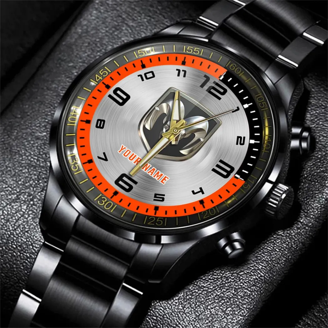 Car Fans Gift Stainless Steel Watch, Men Watch All Over Print Gift For Watch Car - Orange DCAR478282052