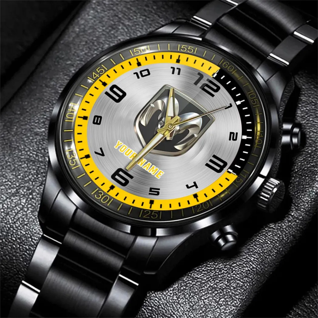 Car Fans Gift Stainless Steel Watch, Men Watch All Over Print Gift For Watch Car - Yellow DCAR478282052
