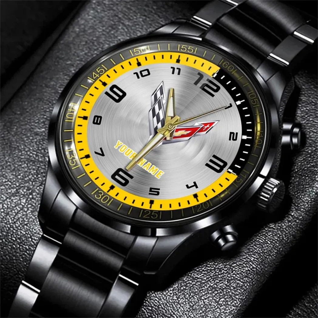 Car Fans Gift Stainless Steel Watch, Men Watch All Over Print Gift For Watch Car - Yellow DCAR478282092