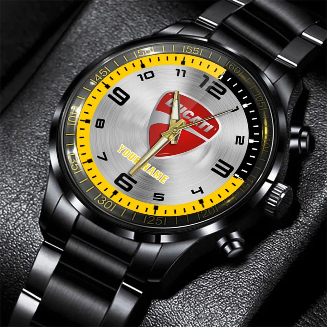 Car Fans Gift Stainless Steel Watch, Men Watch All Over Print Gift For Watch Car - Yellow DCAR478282099