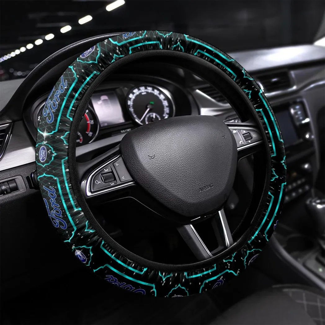 Car Fans Gift Steering Wheel Cover, Wheel Protector All Over Print Gift For Car Owner - Cyan CAR55021425222