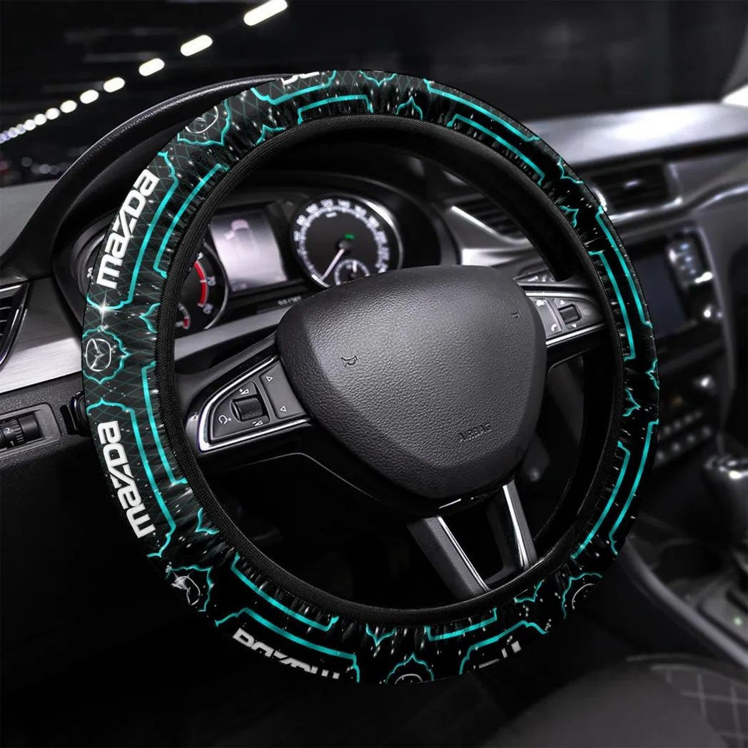 Car Fans Gift Steering Wheel Cover, Wheel Protector All Over Print Gift For Car Owner - Cyan CAR55021425255
