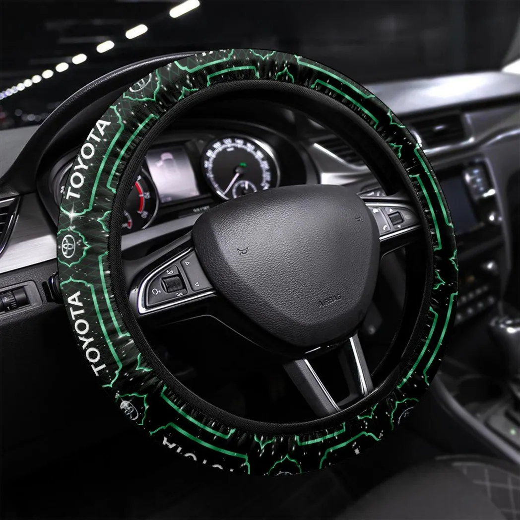 Car Fans Gift Steering Wheel Cover, Wheel Protector All Over Print Gift For Car Owner - Green CAR55021425260