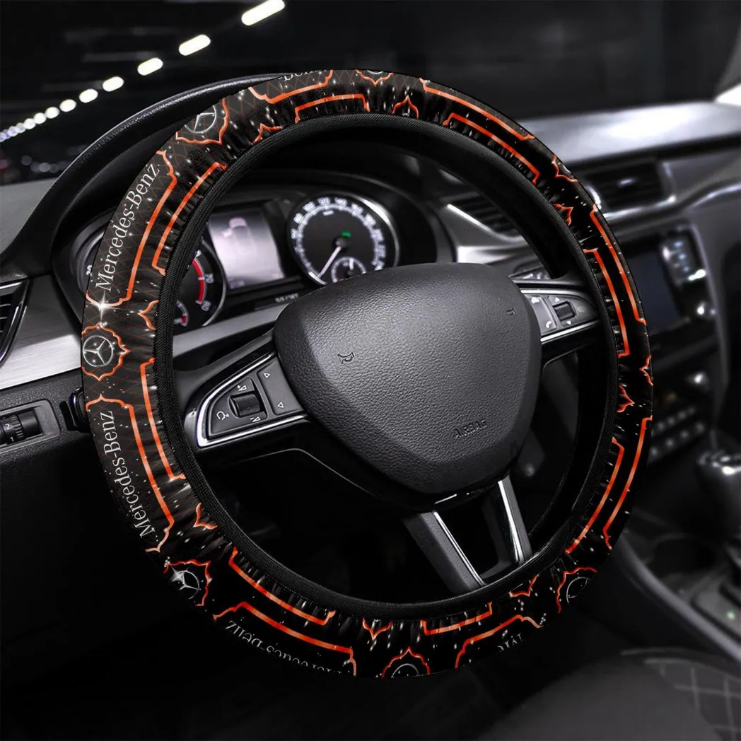 Car Fans Gift Steering Wheel Cover, Wheel Protector All Over Print Gift For Car Owner - Orange CAR55021425224