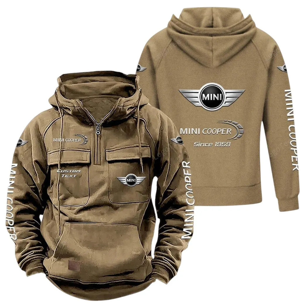 Car Fans Gift Tactical Quarter Zip Hoodie, Hoodie All Over Print For Car Lovers - Khaki CAR96021425703-4