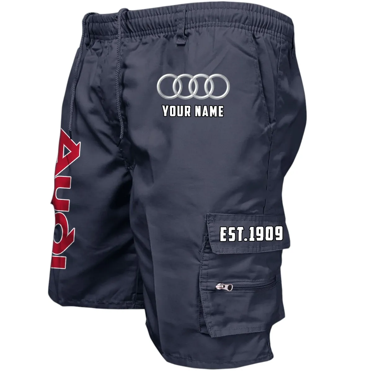 Car Fans Gift Workwear Casual Shorts, Shorts Pants Style Classic Gift For Car Fan, Custom Name CAR455060425222 - Navy