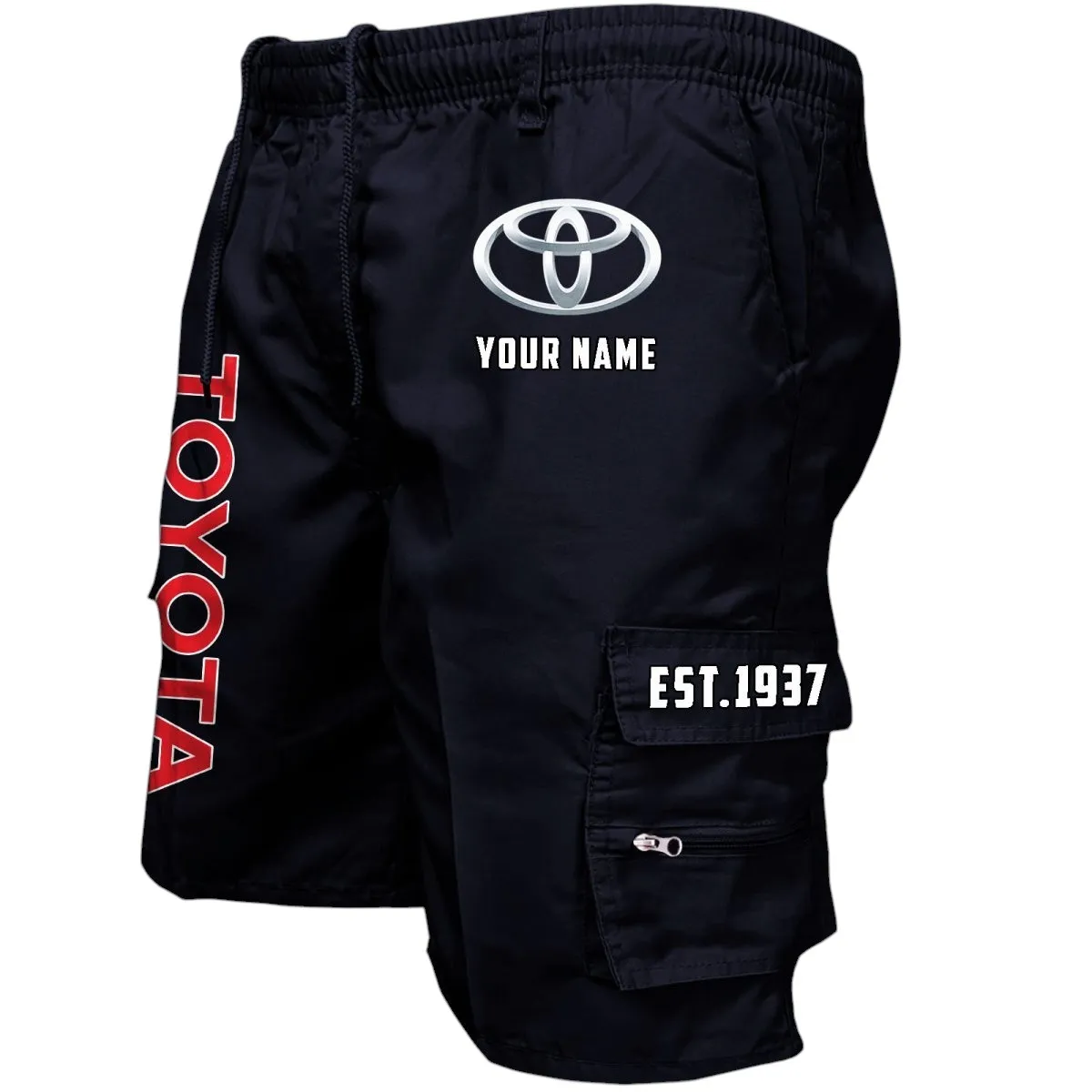 Car Fans Gift Workwear Casual Shorts, Shorts Pants Style Classic Gift For Car Fan, Custom Name CAR455060425228 - Black
