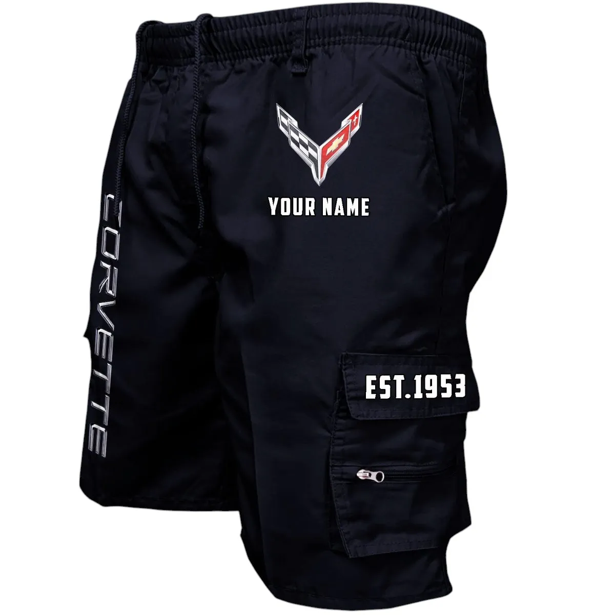 Car Fans Gift Workwear Casual Shorts, Shorts Pants Style Classic Gift For Car Fan, Custom Name CAR455060425231 - Black