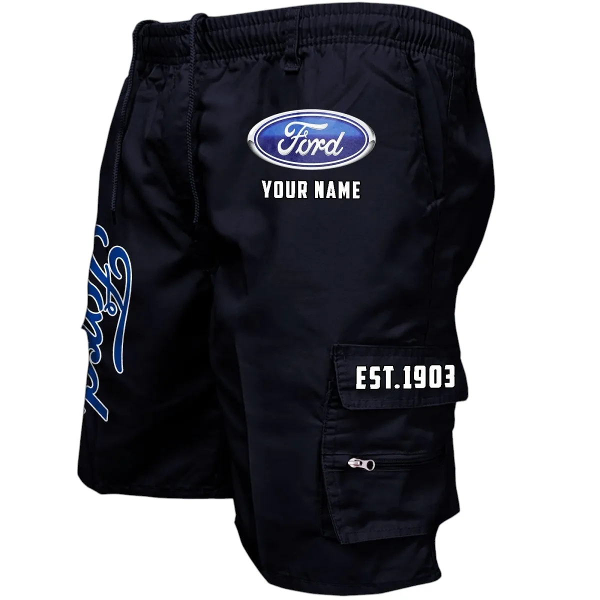 Car Fans Gift Workwear Casual Shorts, Shorts Pants Style Classic Gift For Car Fan, Custom Name CAR455060425233 - Black
