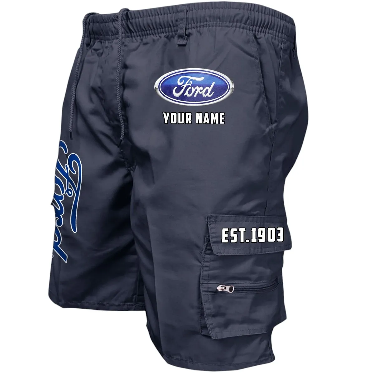 Car Fans Gift Workwear Casual Shorts, Shorts Pants Style Classic Gift For Car Fan, Custom Name CAR455060425233 - Navy