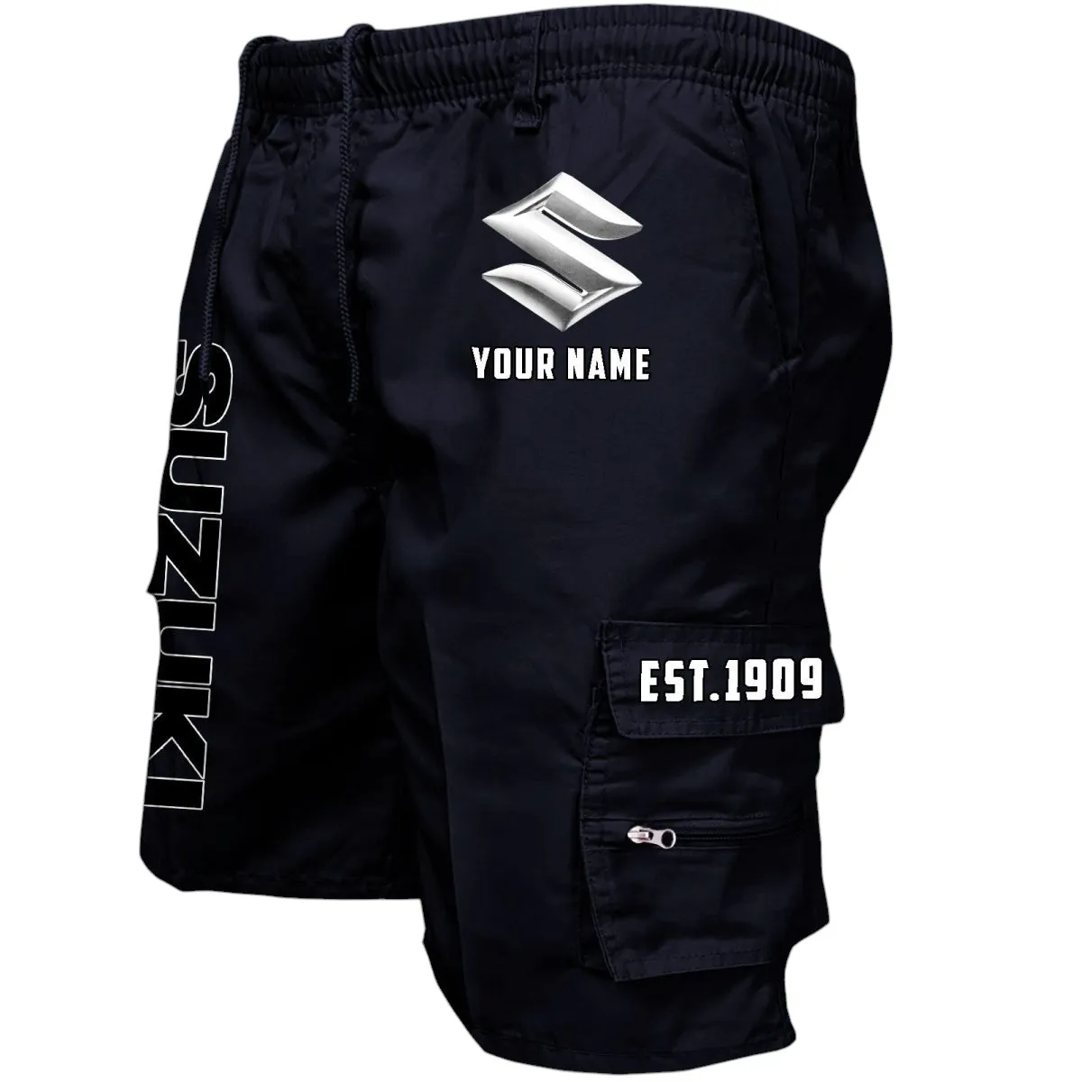 Car Fans Gift Workwear Casual Shorts, Shorts Pants Style Classic Gift For Car Fan, Custom Name CAR455060425246 - Black