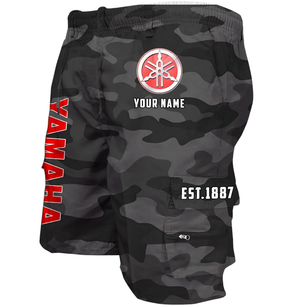 Car Fans Gift Workwear Casual Shorts, Shorts Pants Style Classic Gift For Car Fan, Custom Name CAR455060425250 - Grey Camouflage
