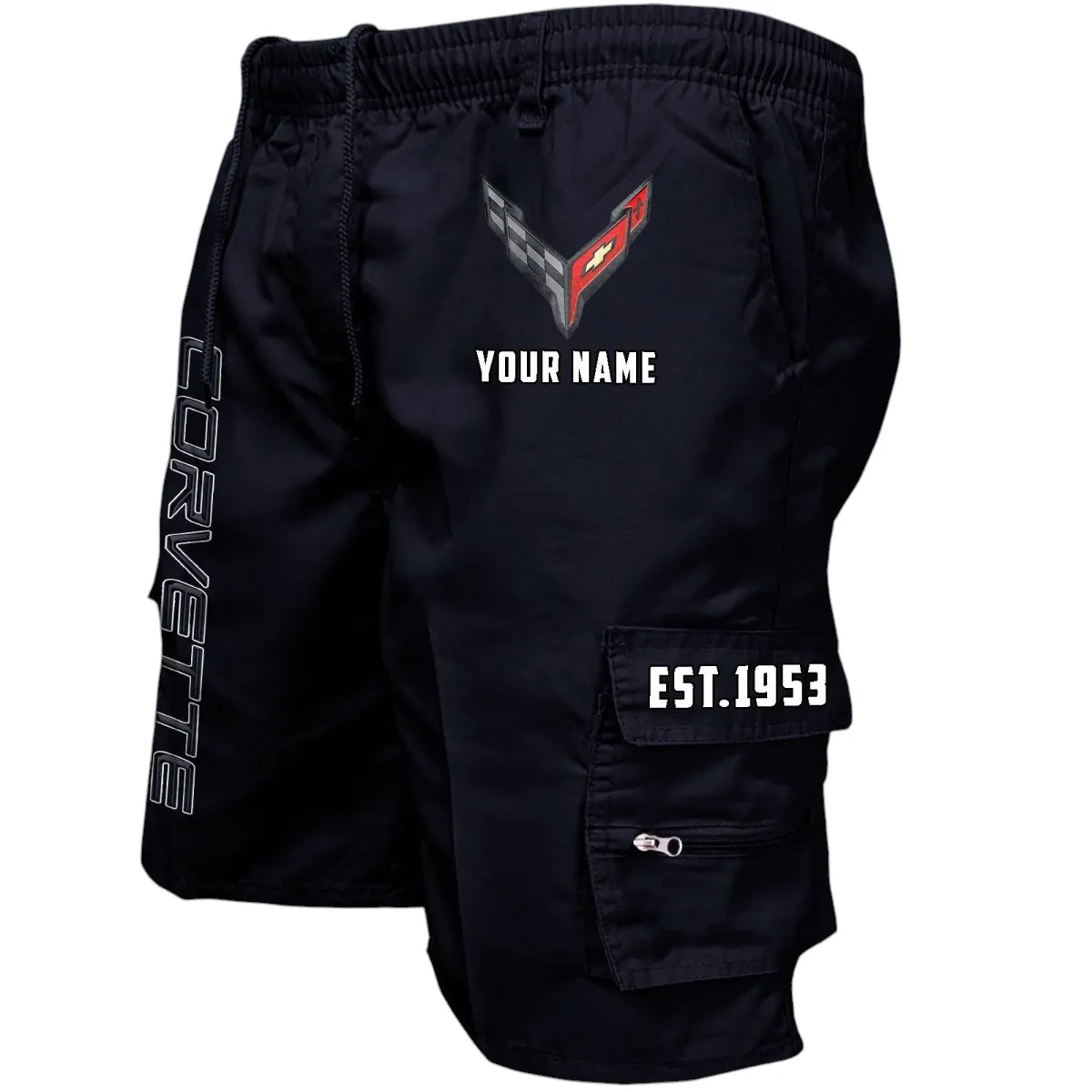 Car Fans Gift Workwear Casual Shorts, Shorts Pants Style Classic Gift For Car Fan, Custom Name CAR455060425281 - Black
