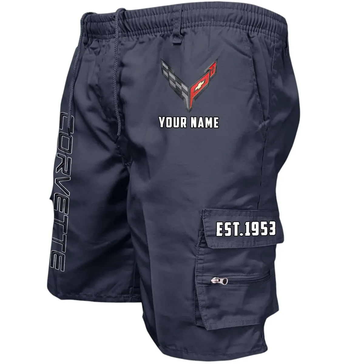 Car Fans Gift Workwear Casual Shorts, Shorts Pants Style Classic Gift For Car Fan, Custom Name CAR455060425281 - Navy