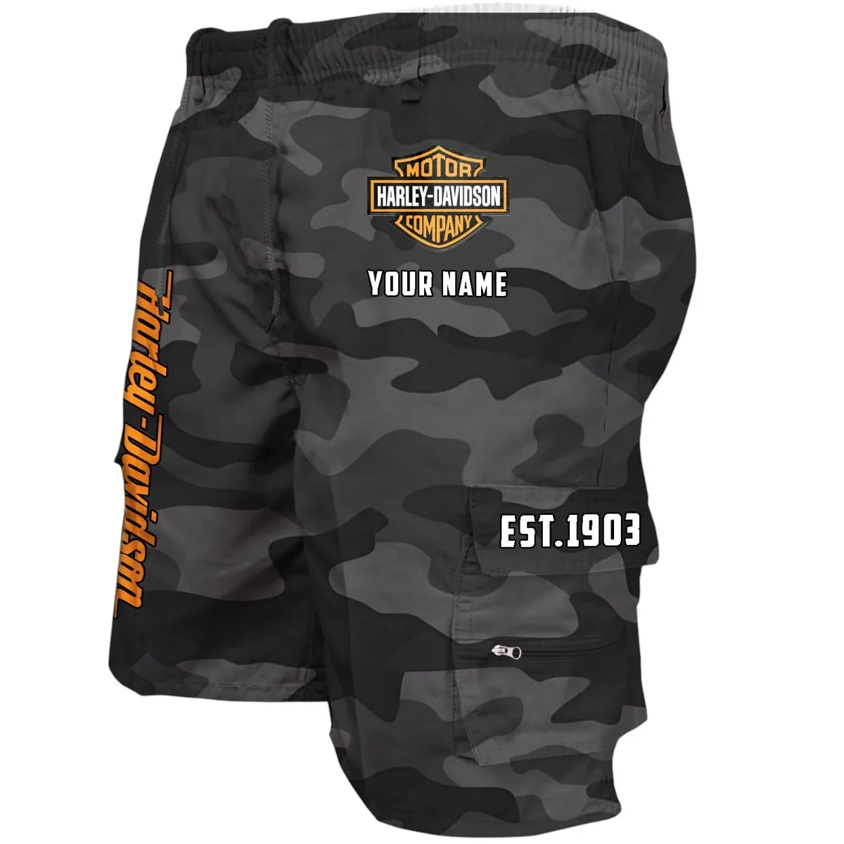 Car Fans Gift Workwear Casual Shorts, Shorts Pants Style Classic Gift For Car Fan, Custom Name CAR455060425292 - Grey Camouflage