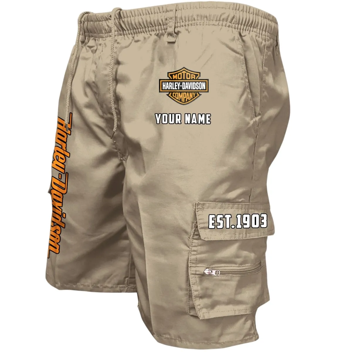Car Fans Gift Workwear Casual Shorts, Shorts Pants Style Classic Gift For Car Fan, Custom Name CAR455060425292 - Khaki