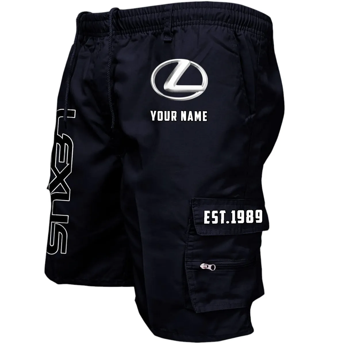 Car Fans Gift Workwear Casual Shorts, Shorts Pants Style Classic Gift For Car Fan, Custom Name CAR455060425305 - Black