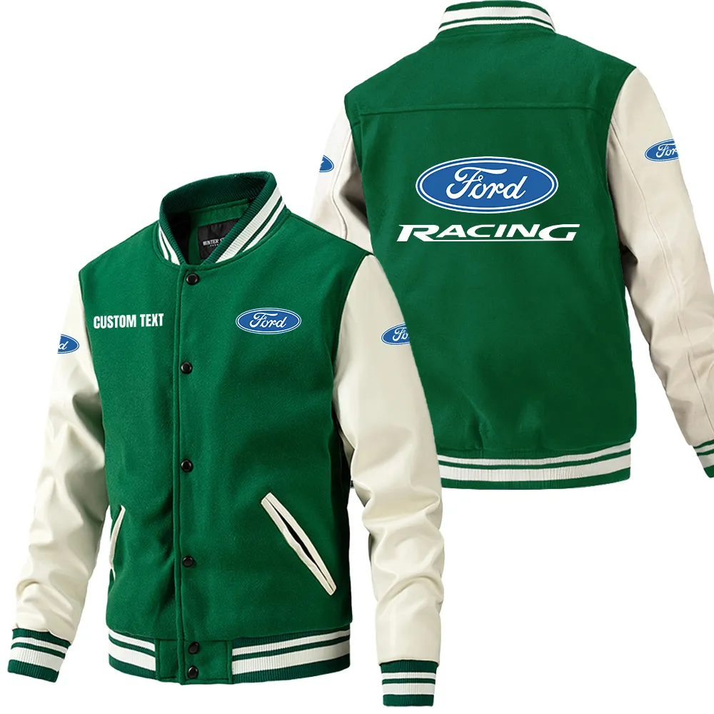 Car Racing Fans Gift Leather Baseball Jacket With Sleeves, Leather Jacket All Over Print Gift For Car Owner, Custom Name CAR1801112095 - Green