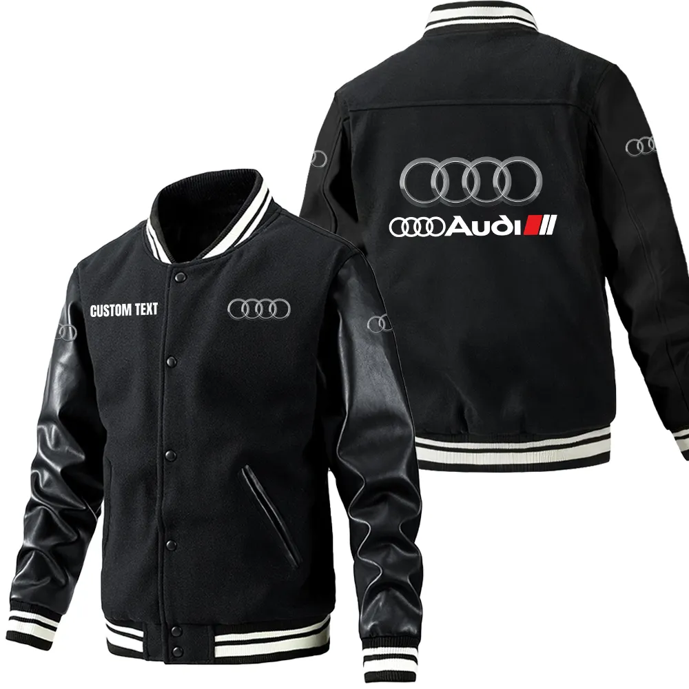 Car Sport Fans Gift Leather Baseball Jacket With Sleeves, Leather Jacket All Over Print Gift For Car Owner, Custom Name CAR1801112035 - Black