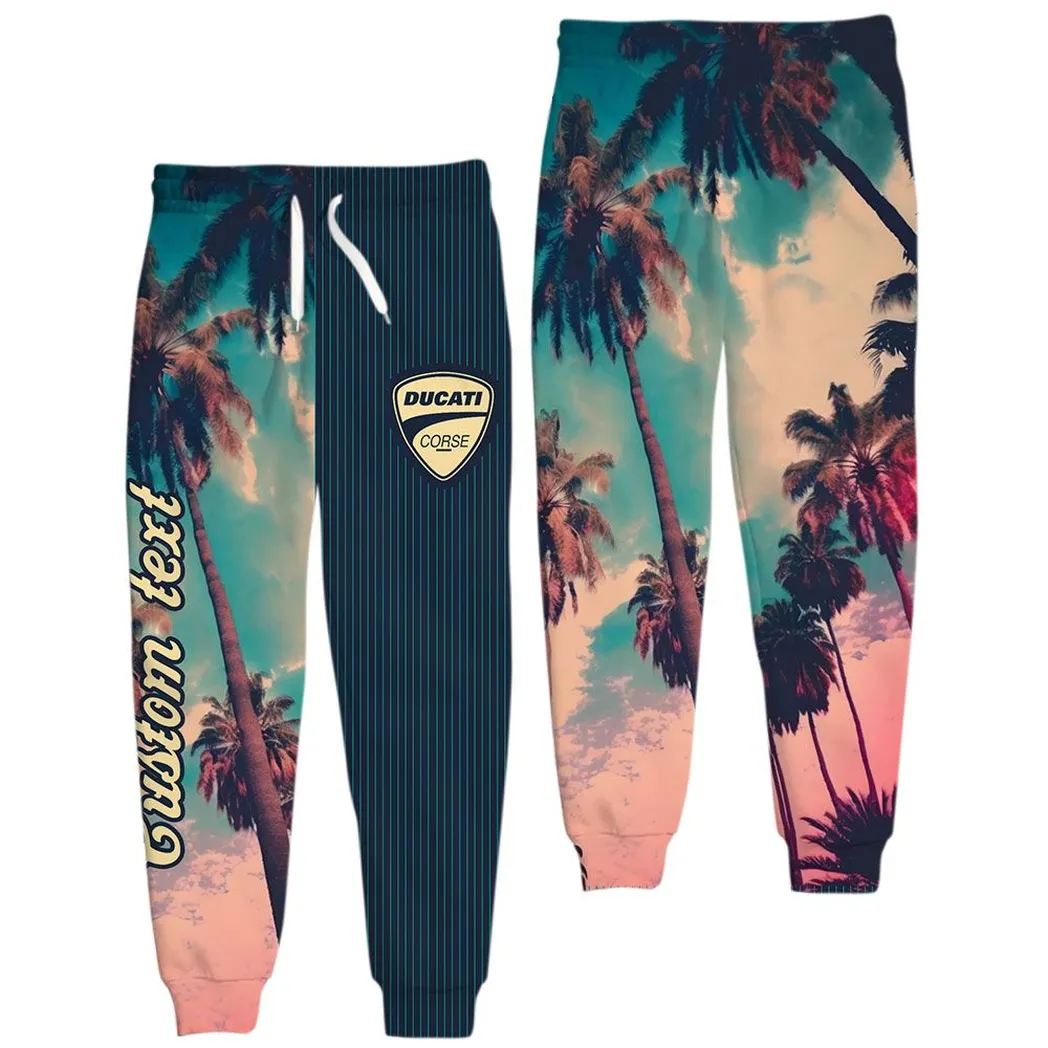 Car Vintage Fans Gift Sweatpants, Joggers Palm Tree All Over Print Gift For Car Enthusiasts, Custom Name CAR431041625364